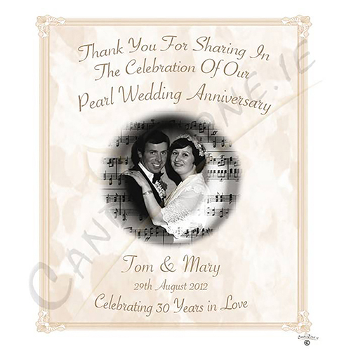 Personalised Wedding Anniversary Favour Candle - 30th Anniversary - Champagne Glasses & Photo