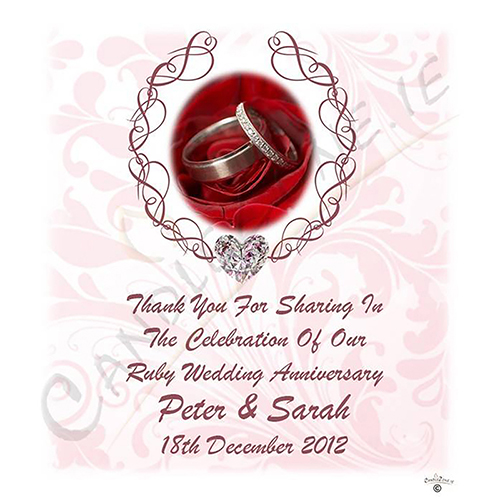 Personalised Wedding Anniversary Favour Candle - 40th Anniversary - Love Heart Gem