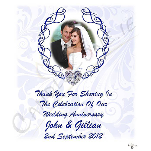 Personalised Wedding Anniversary Favour Candle - Happy Anniversary - Love Heart Gem & Photo