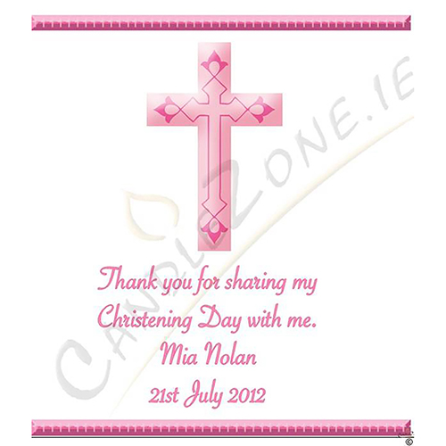Thank you Christening Favour - Cross Pink