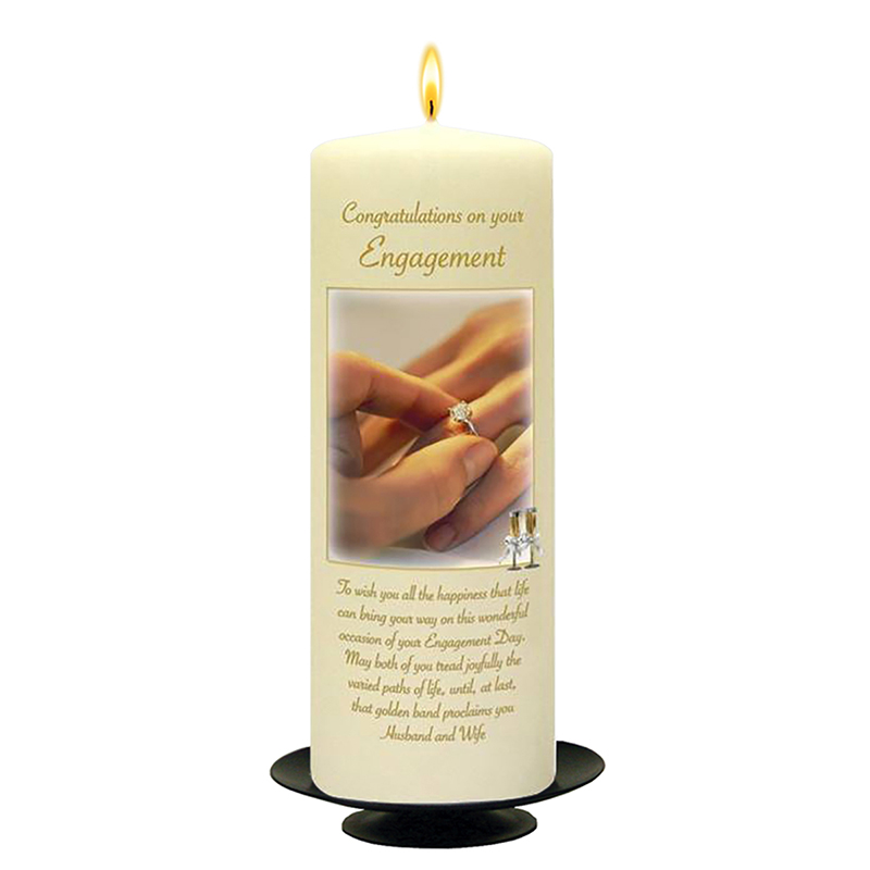 Personalised Engagement Candle Gift - Gold Hands and Glasses