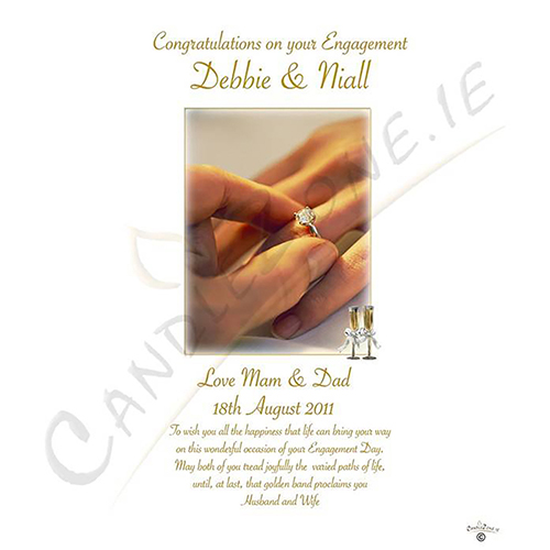 Personalised Engagement Candle Gift - Gold Hands and Glasses