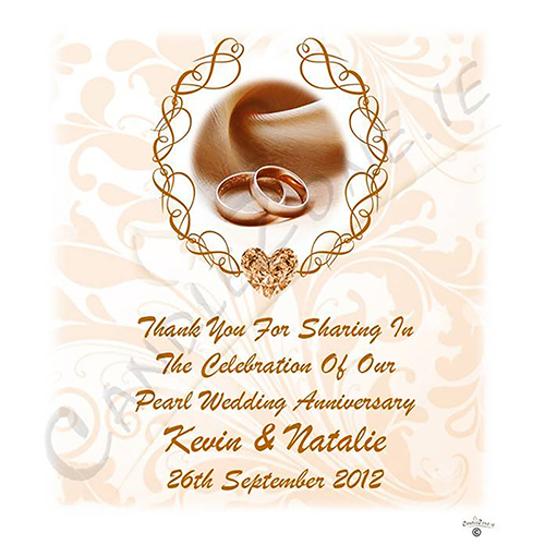 Personalised Wedding Anniversary Favour Candle - 30th Anniversary - Love Heart Gem