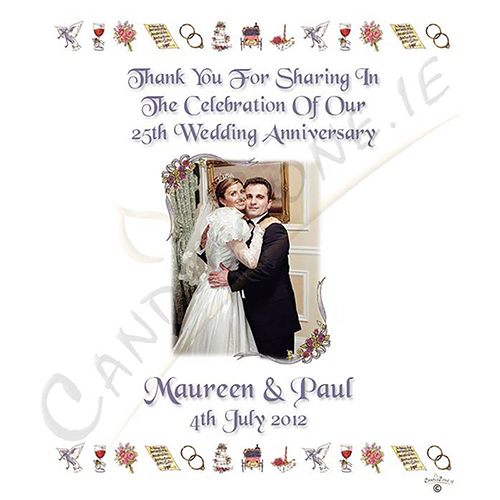Personalised Wedding Anniversary Favour Candle - Happy Anniversary - Ribbons & Photo