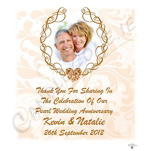 Personalised Wedding Anniversary Favour Candle - 30th Anniversary - Love Heart Gem & Photo