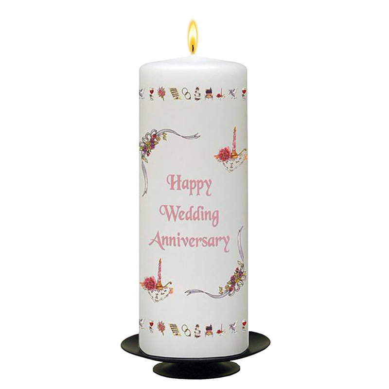 Personalised Wedding Anniversary Candle Gift - Happy Anniversary - Ribbons