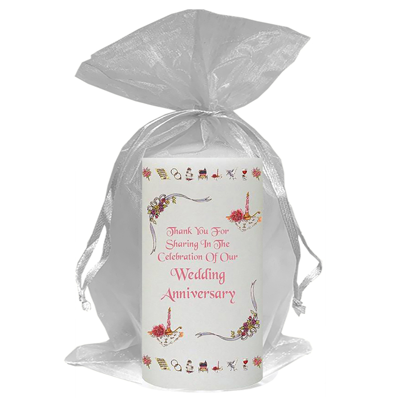 Personalised Wedding Anniversary Candle Gift - Happy Anniversary - Ribbons