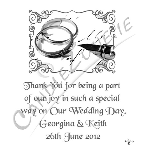 Personalised Thank you Wedding Favour - Rings & Pen Modern Silver