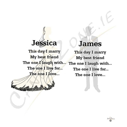 Personalised Wedding Candles - Bride & Groom Silhouette Silver