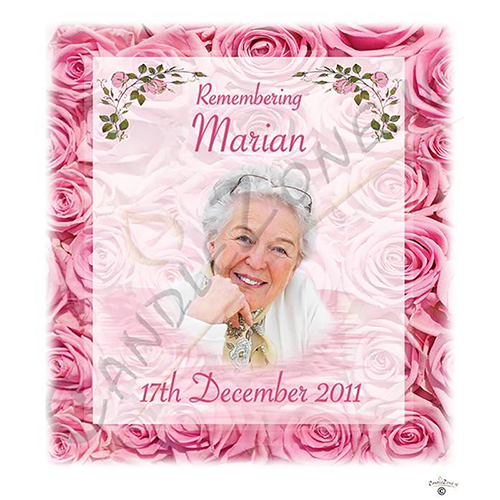 Personalised Remembrance Favour Candle - Pink Roses with Photo