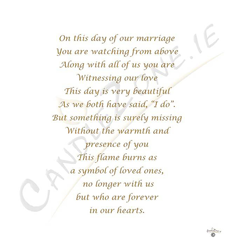 Personalised Wedding Remembrance Candle - Young Love Gold