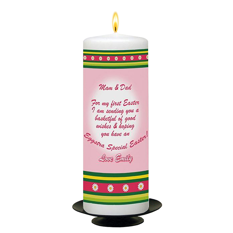 Personalatised Easter Gift Candle - Personalised Daisys Pink