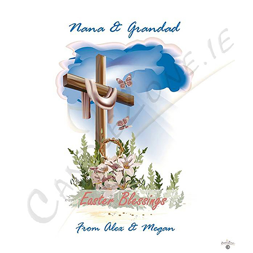 Personalatised Easter Gift Candle - Cross & Butterflies