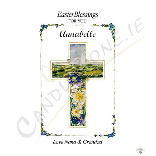 Personalatised Easter Gift Candle - Cross & Flower Easter