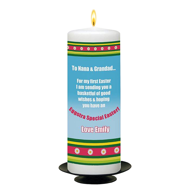 Personalatised Easter Gift Candle - Personalised Daisys Blue