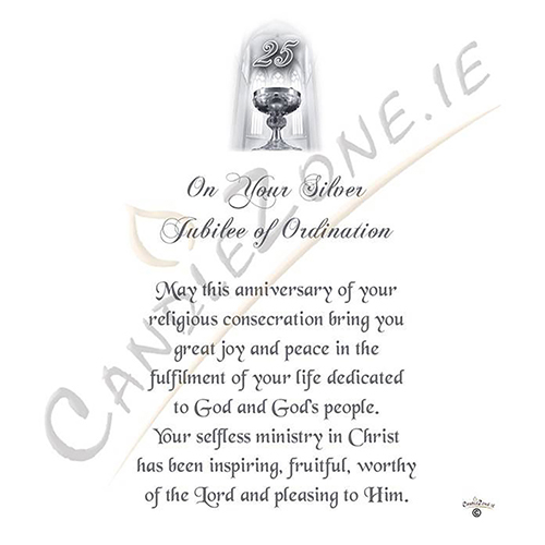 Personalised Ordination Candle Gift - Silver Jubilee Ordination with Photo