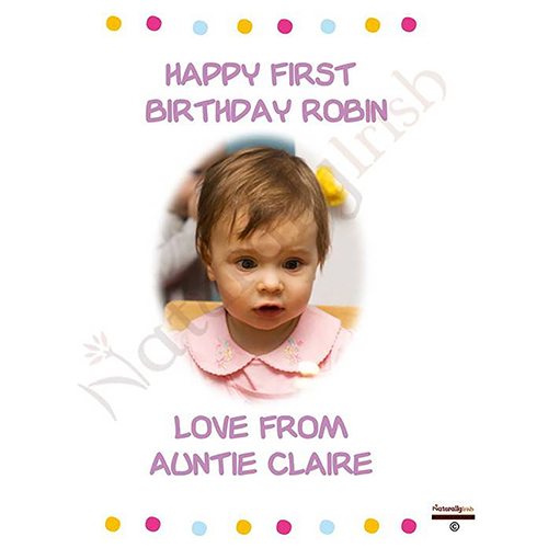 Personalised Birthday Candle - Age 1 - Animal Party & Photo