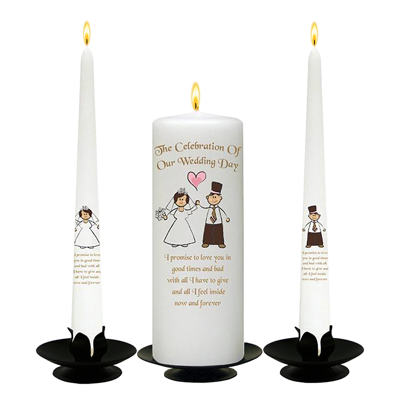 Personalised Wedding Candles - Happy Ever After Gold