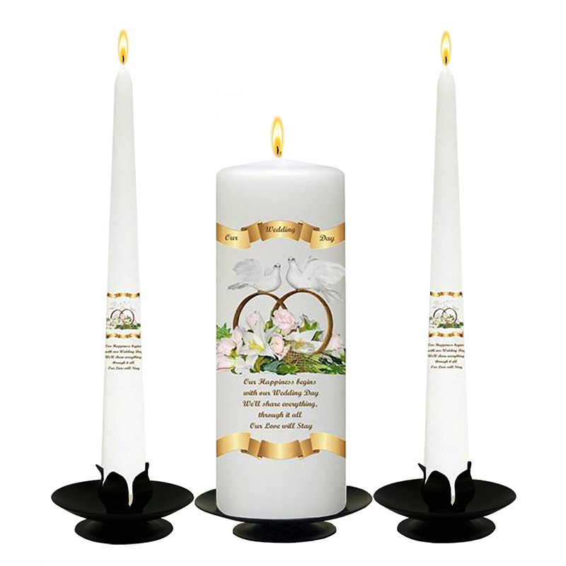 Personalised Wedding Candles - Wedding Bouquet Gold