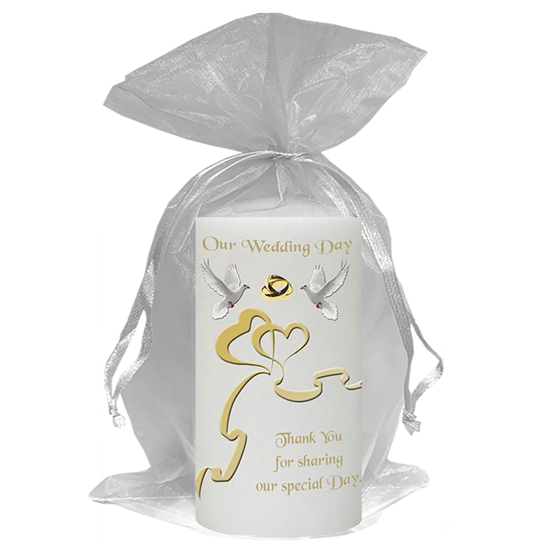 Personalised Thank you Wedding Favour - Two Hearts & Dove