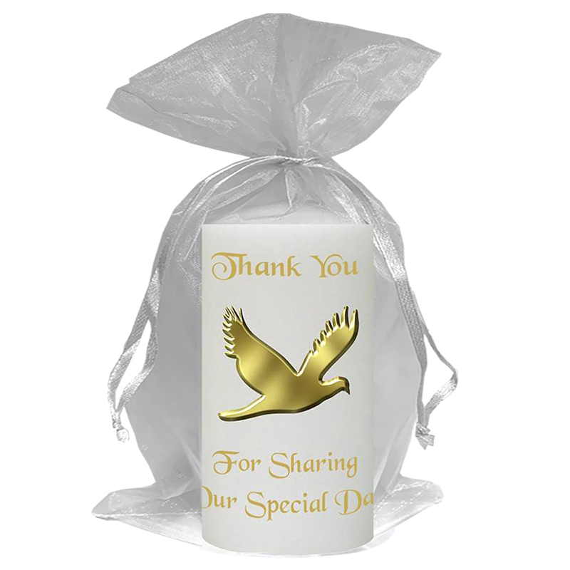 Personalised Thank you Wedding Favour - Love & Dove Gold Favour