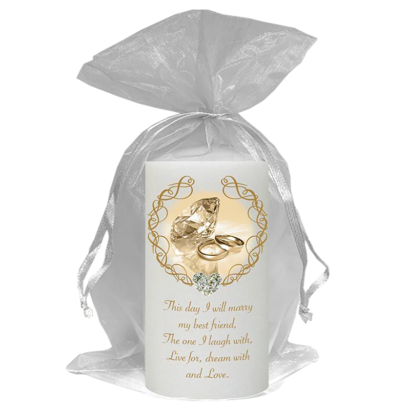 Personalised Thank you Wedding Favour - Silver Rings & Diamond