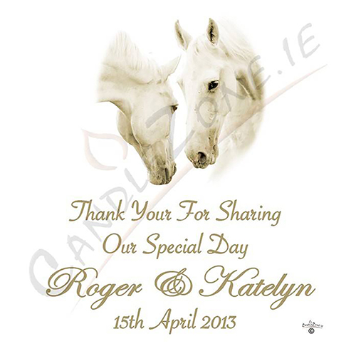 Personalised Thank you Wedding Favour - Wild Horses Gold Script