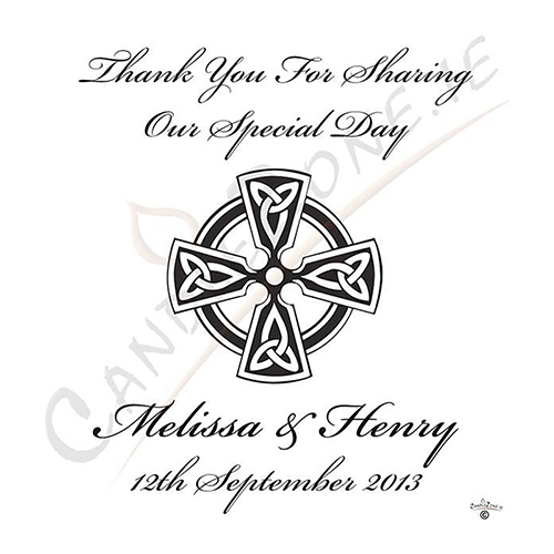 Personalised Thank you Wedding Favour - Trinity Cross Black Script