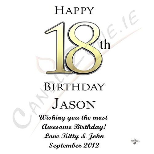Personalised Birthday Candle - 18th Birthday Delight Gold