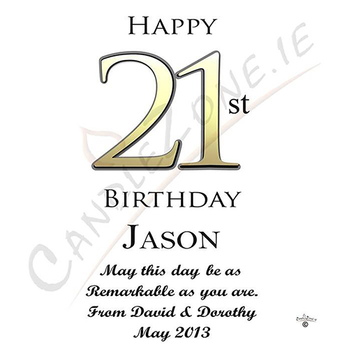 Personalised Birthday Candle - 21st Birthday Delight Gold