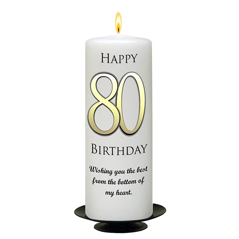 Personalised Birthday Candle - 80th Birthday Delight Gold