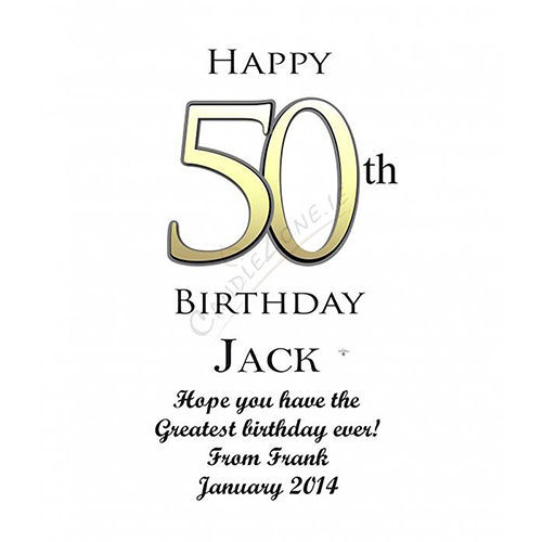 Personalised Birthday Candle - 50th Birthday Delight Gold