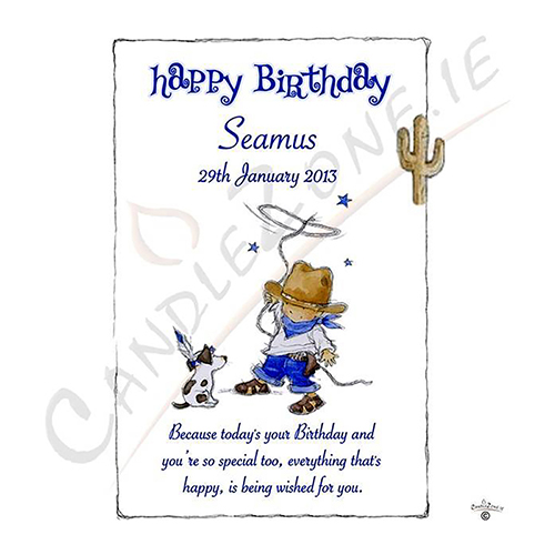 Personalised Birthday Candle - Little Cowboy