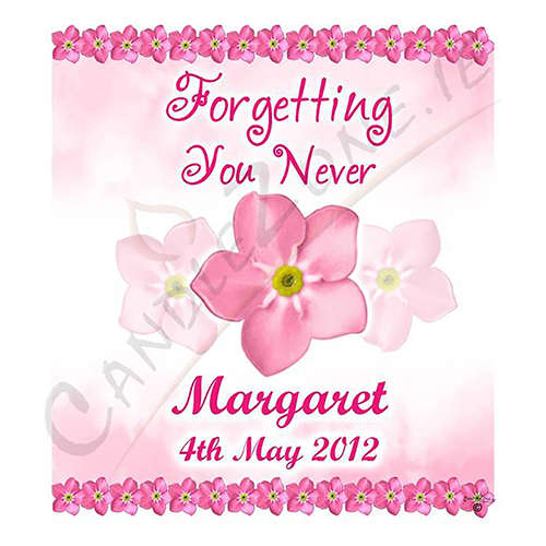 Personalised Remembrance Favour Candle - Forget Me Not Pink