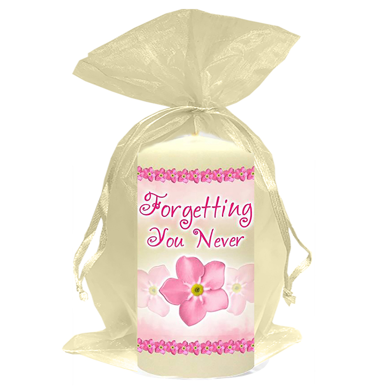 Personalised Remembrance Favour Candle - Forget Me Not Pink