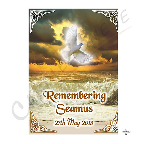 Personalised Remembrance Favour Candle - Dove & Sea Waves Gold