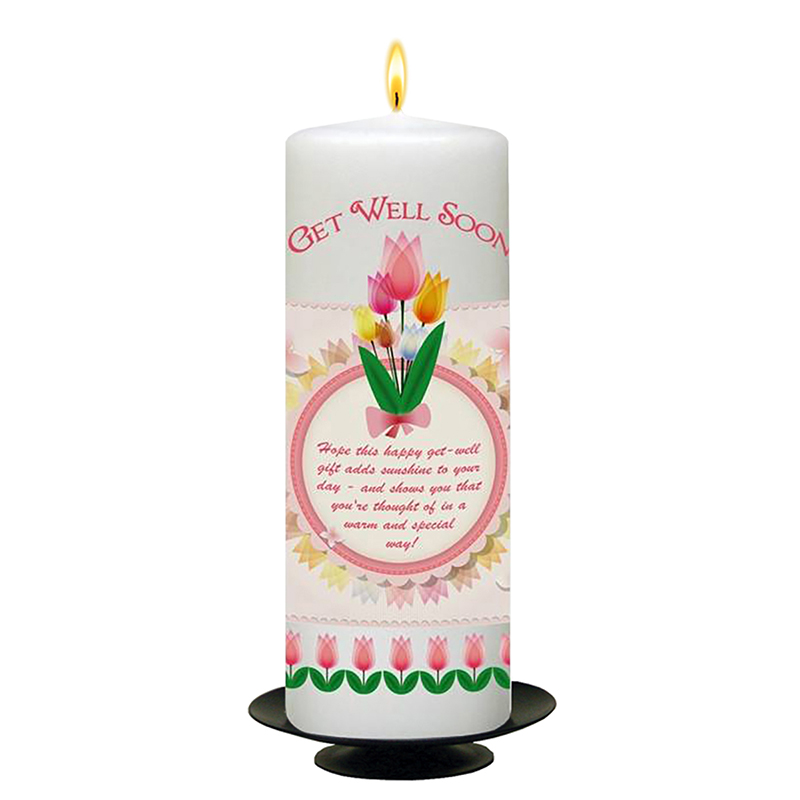 Personalised Get Well Soon Candle Gift - Tulips