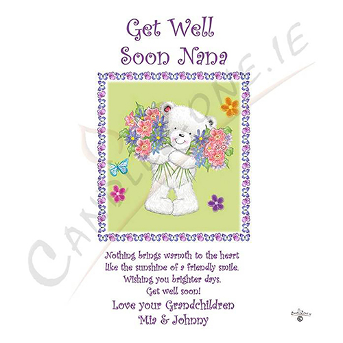 Personalised Get Well Soon Candle Gift - Teddy & Flowers