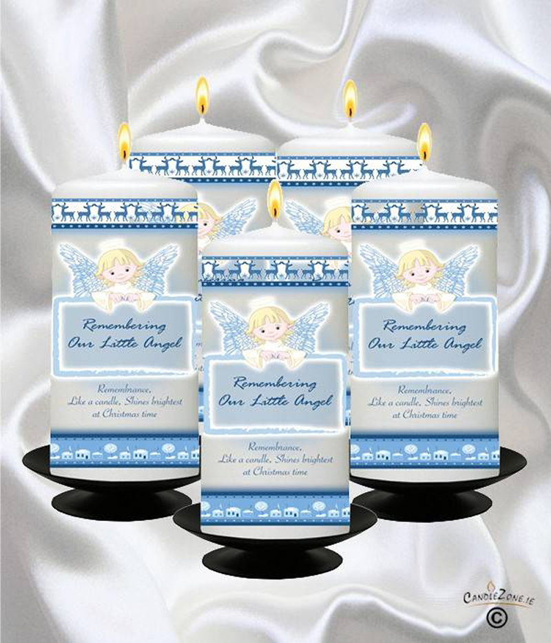 Personalised Christmas Remembrance Candle - Blue Christmas Little Angel