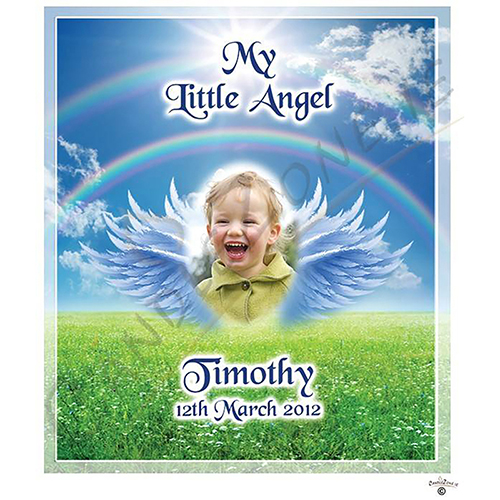 Personalised Remembrance Favour Candle - Wings & Rainbow Boy