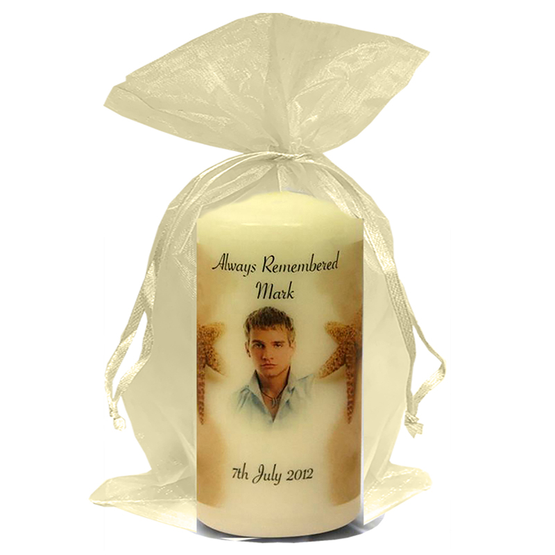 Personalised Remembrance Favour Candle - Star Fish with Photo
