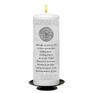 Personalised Wedding Remembrance Candle - Celtic Cross & Rings Gold