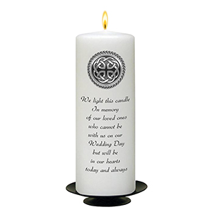 Personalised Wedding Remembrance Candle - Celtic Cross & Rings Gold