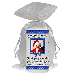 Thank you Christening Favour - Photo Blue