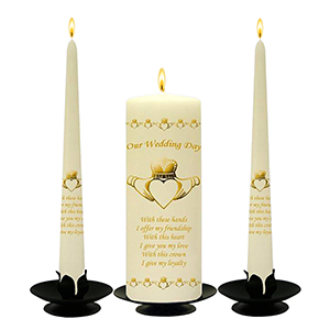 Personalised Wedding Candles - Family Crests Crest Gold Script