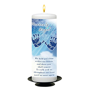Personalised Remembrance Candle - Angel Wings Blue