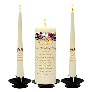 Personalised Wedding Candles - Family Crests Crest Gold Script