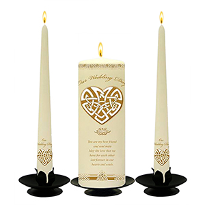 Personalised Wedding Candles - Family Crests Crest Gold Script