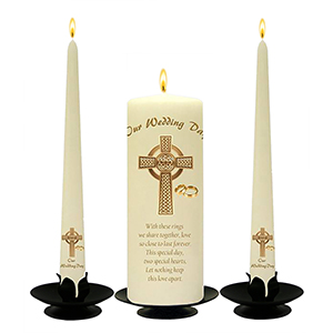 Personalised Wedding Candles - Family Crests Crest Gold Script