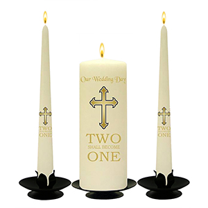 Personalised Wedding Candles - Family Crests Crest Gold Script